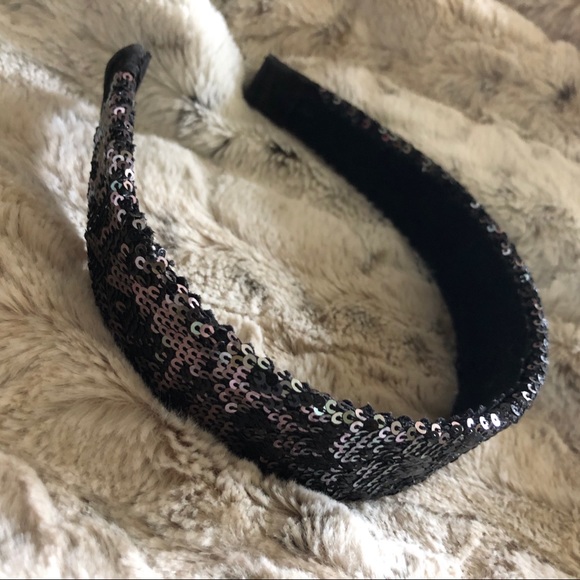 NWOT Sparkle Sparkly Sequin Silver Black Headband - Picture 1 of 2